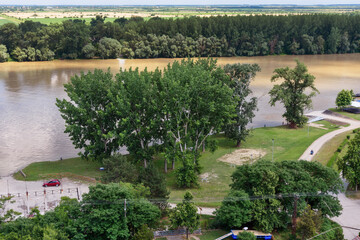 Titel, Serbia - June 25, 2020: The river Tisa and the coast of the city of Titel.