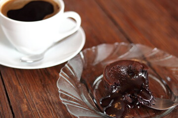 Chocolate Molten Lava Cake and Coffee Cup