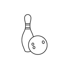 Bowling ball and bowling pin icon.Vector illustration. Line style. 