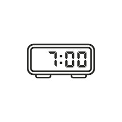 Digital alarm clock icon. Vector. Line style.