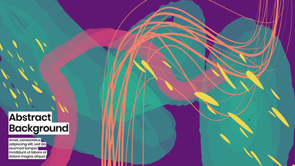 Abstract background illustration. Colorful lines, petals and paint strokes. Decorative chaos wallpaper, backdropfor cover, invitation, banner, placard, brochure, poster, card, flyer and other. Eps10.