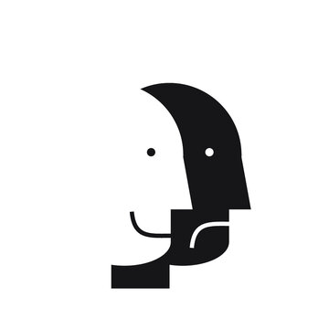two faces: between sad and happy 