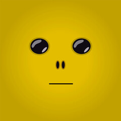 No emotion vecor yellow illustration. Face without emotions. Strange calm face vector.