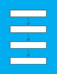 A  four boxed, teal informational organizer or flow chart running vertically down with black arrows and white boxes for content or text placement.