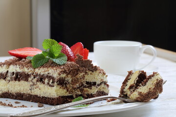 chocolate cake and coffee