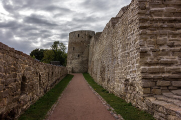 Fototapeta na wymiar Izborsk medieval defensive fortress in the city of Izborsk in the Pskov region, Russia