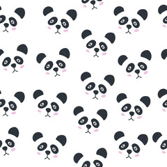 Panda seamless pattern background, sad cute panda, cartoon panda bears.