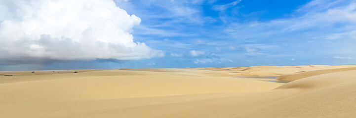 Fototapeta na wymiar Lencois Maranhenses, National Park, Maranhao. Web banner in panoramic view.