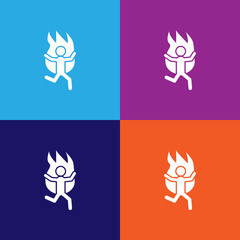 Fired Running Man icon vector on multicolored background