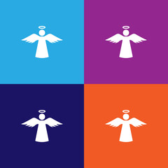 Angel with holy illustration icon vector on multicolored background
