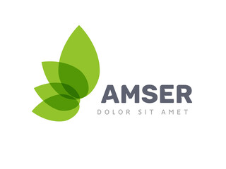 Vector leaf logo, green clean eco icon tree growth. Abstract leaf symbol logo