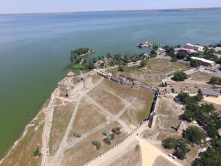 Aerial view  to sea estuaries (drone image) near Odessa. Black Sea