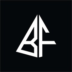 B F white triangle initials with a black background