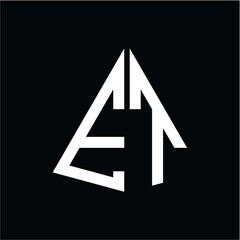 E T white triangle initials with a black background