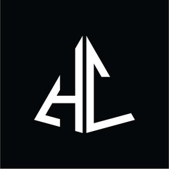 H C white triangle initials with a black background