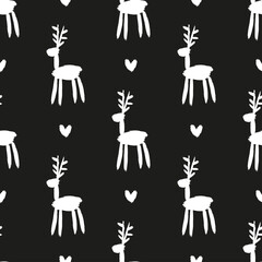 Seamless vector brush pattern with deers.