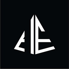 I E white triangle initials with a black background