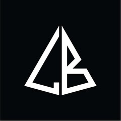 L B white triangle initials with a black background
