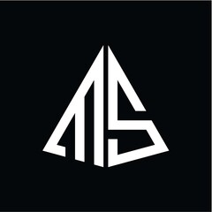 M S white triangle initials with a black background