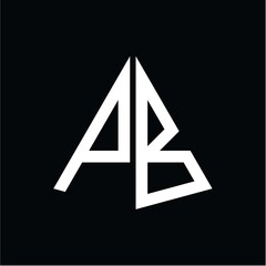 P B white triangle initials with a black background