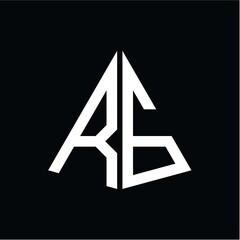 R G white triangle initials with a black background