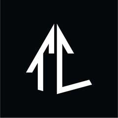 T C white triangle initials with a black background