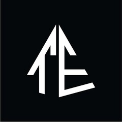T E white triangle initials with a black background