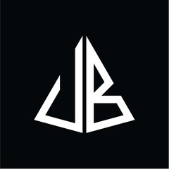 U B white triangle initials with a black background