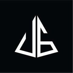 U G white triangle initials with a black background