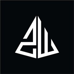 Z W white triangle initials with a black background