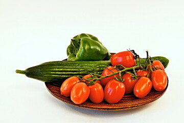 View of the vegetables on wooden plate