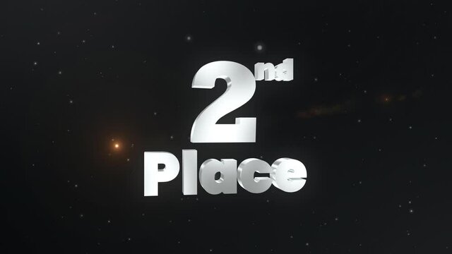 2nd place winner silver shining celebration with confetti and flashes glowing shimmering particles. Orange / gold lights flashes blinking. Seamless loop 4k animation.