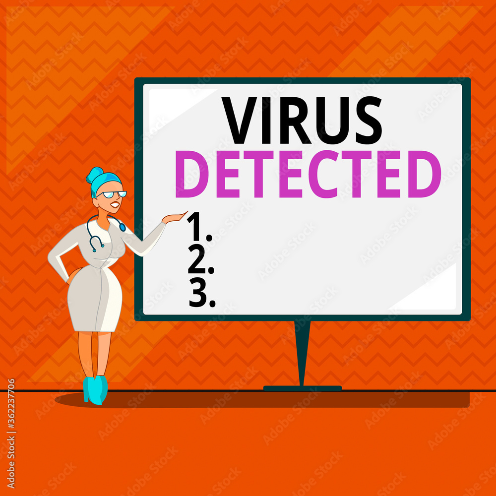 Poster word writing text virus detected. business photo showcasing a computer program used to prevent and r