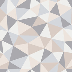 Seamless pattern from triangles. Gray colors. Triangulation texture. Tiled background. 