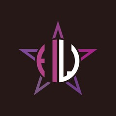 I U initials circle with stars and black background