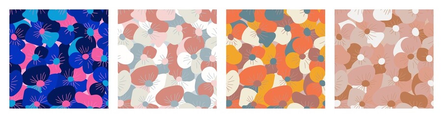 Flowers seamless pattern. Colorful summer tiles vector texture. 