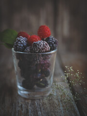 raspberries and blueberries
