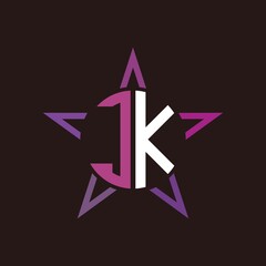 J K initials circle with stars and black background