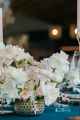 The Concept Of Wedding Decor. Gold and hunter green decor