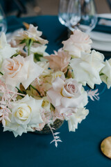 The Concept Of Wedding Decor. Gold and hunter green decor