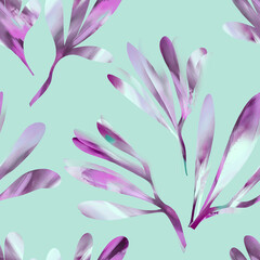 Naklejka premium Seamless Pattern of Leaves. Acrylic Illustration.