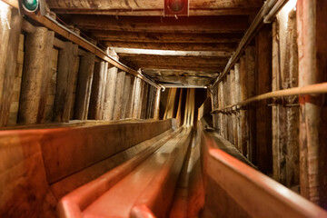 Slides in salzwelden used by miners - obrazy, fototapety, plakaty