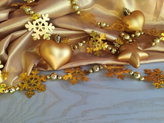 Gold-plated Christmas toys and tinsel