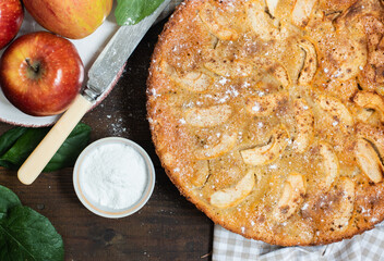 Homemade apple tart with almond flour