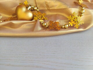 Gold-plated Christmas toys and tinsel