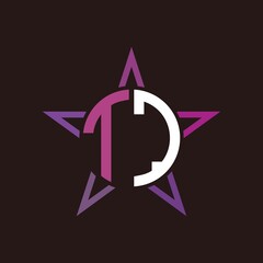 T J initials circle with stars and black background