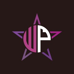 W P initials circle with stars and black background