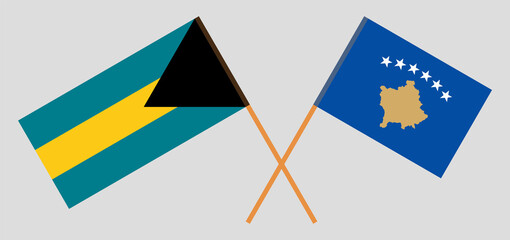 Crossed flags of Kosovo and Bahamas