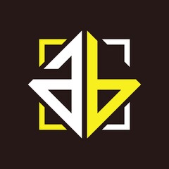 A B quadrangle monogram initials with square