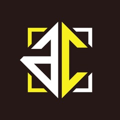 A C quadrangle monogram initials with square